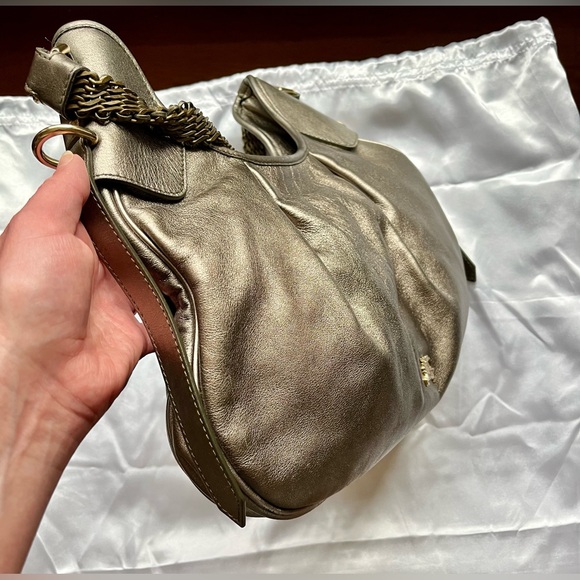 Burberry Silver Gold Metallic Prorsum Bag Mixed Metal Woven Chain Crossbody Bag - Picture 8 of 17